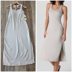 Vuori Halo Racerback Dress Sundress  NWT Ecru Heather Athleisure Casual